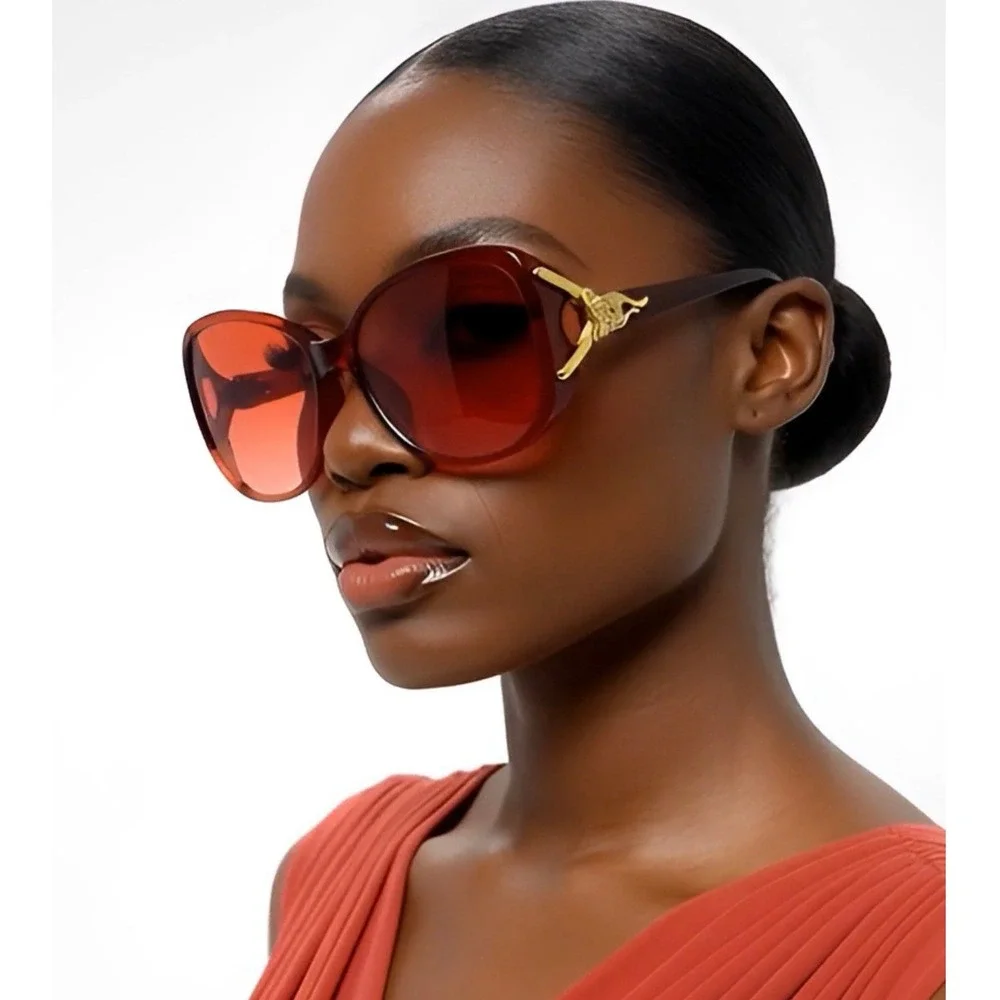 Fashion Designer Women's Oversized Red Gradient Lens Butterfly Luxury Shades New